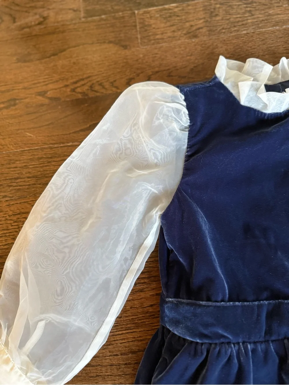 Janie and Jack, Girls Navy Blue Velvet Wide Leg Holiday Jumpsuit, Size 5 EUC
